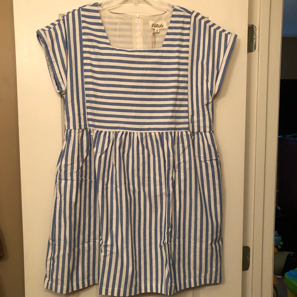 New boutique linen striped dress